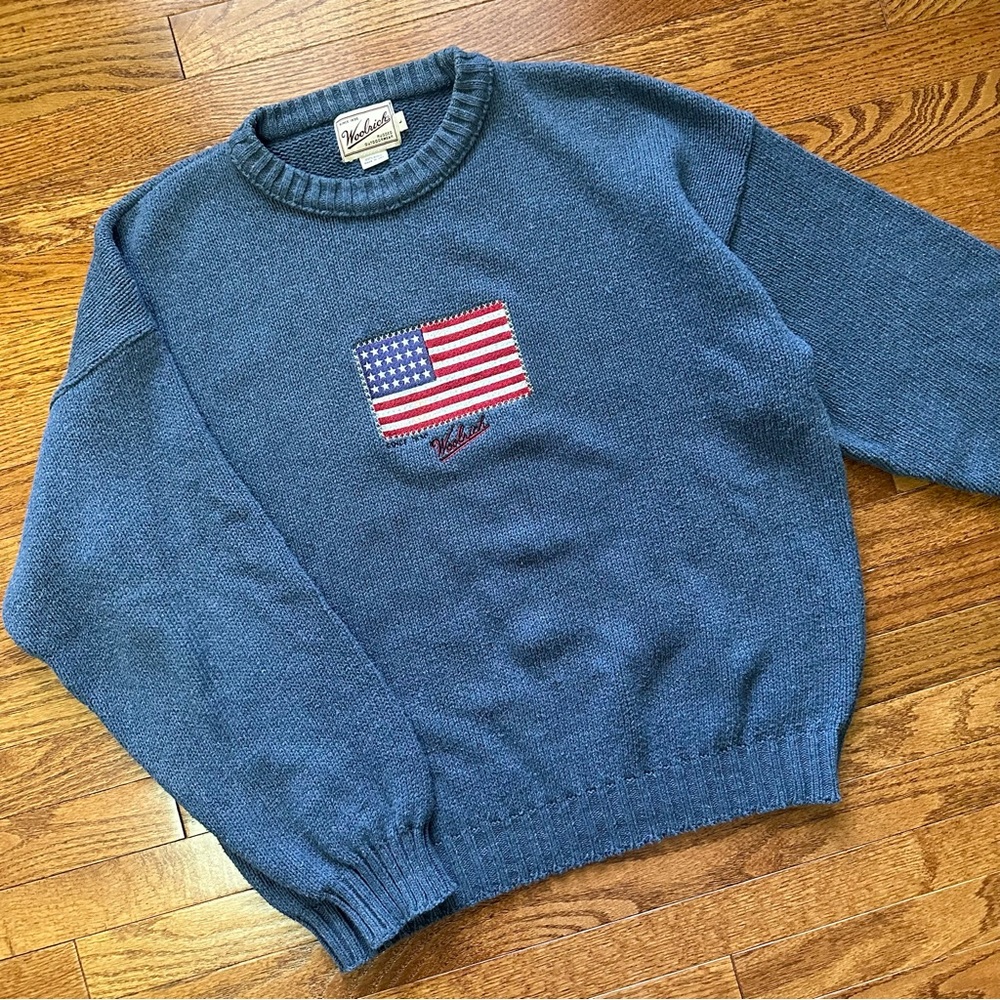 Vintage Woolrich American Flag Embroidered Sweater